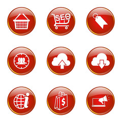 SEO Internet Sign Red Vector Button Icon Design Set 7