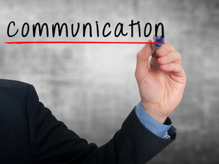 Businessman hand writing communication - Stock image