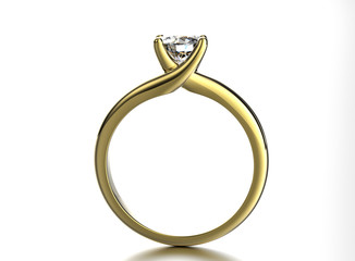 Golden Ring with Diamond. Jewelry background