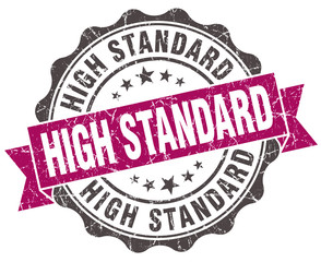 high standard grunge violet seal isolated on white