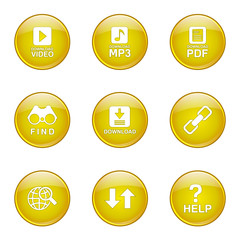 Multimedia Web Internet Yellow Vector Button Icon Design Set