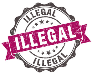 illegal grunge violet seal isolated on white
