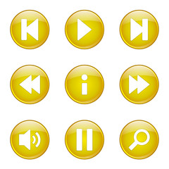 Multimedia Controller Yellow Vector Button Icon Design Set