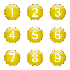 Numbers Counting Yellow Vector Button Icon Design Set