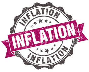 inflation grunge violet seal isolated on white