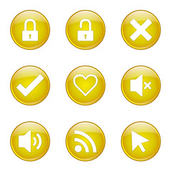 SEO Internet Sign Yellow Vector Button Icon Design Set 4