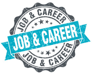 job and career vintage turquoise seal isolated on white