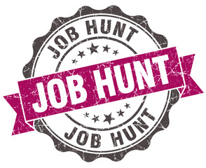 job hunt grunge violet seal isolated on white