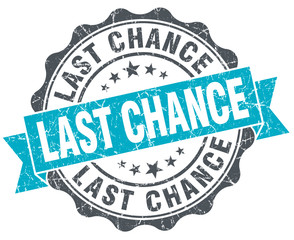 last chance vintage turquoise seal isolated on white