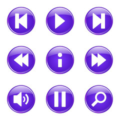 Multimedia Controller Violet Vector Button Icon Design Set