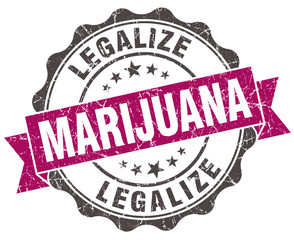 legalize marijuana grunge violet seal isolated on white