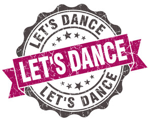 let's dance grunge violet seal isolated on white