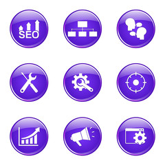 SEO Internet Sign Violet Vector Button Icon Design Set 5