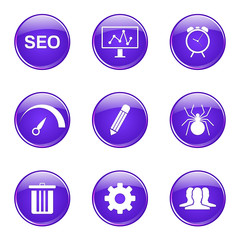 SEO Internet Sign Violet Vector Button Icon Design Set 8