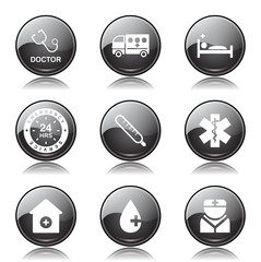 Hospital Health Black Vector Button Icon Design Set 2