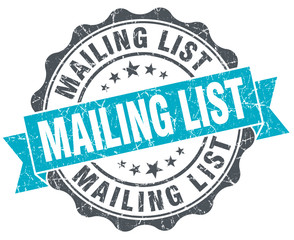 Obraz premium mailing list vintage turquoise seal isolated on white