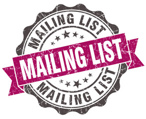 Fototapeta premium mailing list grunge violet seal isolated on white