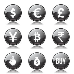 Currency Sign Black Vector Button Icon Design Set