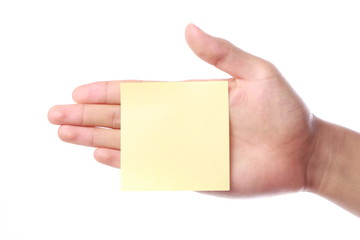 Hand With Yellow Sticky Note