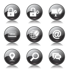 SEO Internet Sign Black Vector Button Icon Design Set 3