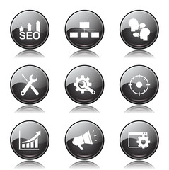 SEO Internet Sign Black Vector Button Icon Design Set 5