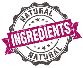 Obraz premium natural ingredients grunge violet seal isolated on white