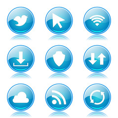 Web Internet Social Blue Vector Button Icon Design Set