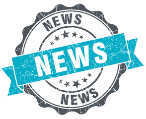 news vintage turquoise seal isolated on white