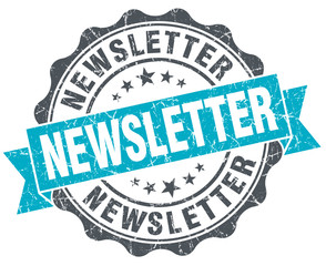 Fototapeta premium newsletter vintage turquoise seal isolated on white