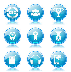 SEO Internet Sign Blue Vector Button Icon Design Set 9