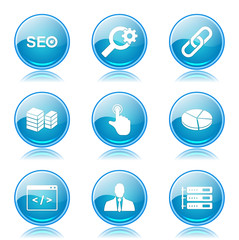 SEO Internet Sign Blue Vector Button Icon Design Set 11