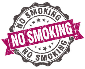 no smoking grunge violet seal isolated on white