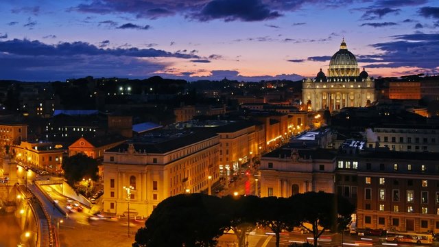 St. Peter's Basilica, Ponte Sant Angelo Bridge, Vatican. Rome, I