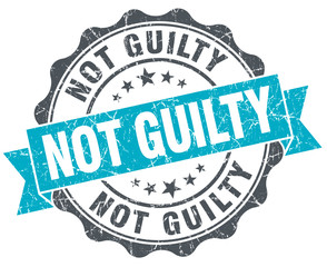 not guilty vintage turquoise seal isolated on white