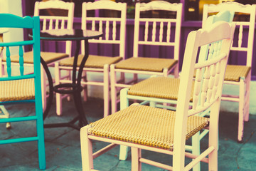 Fototapeta na wymiar Chair in coffee shop outdoor zone