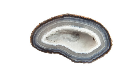 Section of a white and blue geode