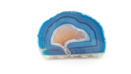 Section of a white and blue geode