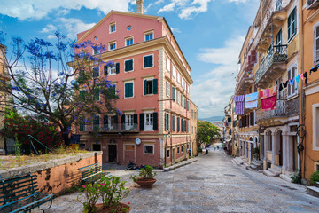 Fototapeta na wymiar Streets of Corfu Town
