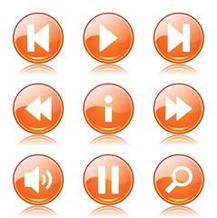 Multimedia Controller Orange Vector Button Icon Design Set