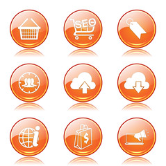 SEO Internet Sign Orange Vector Button Icon Design Set 7