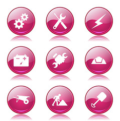 Construction Tools Pink Vector Button Icon Design Set