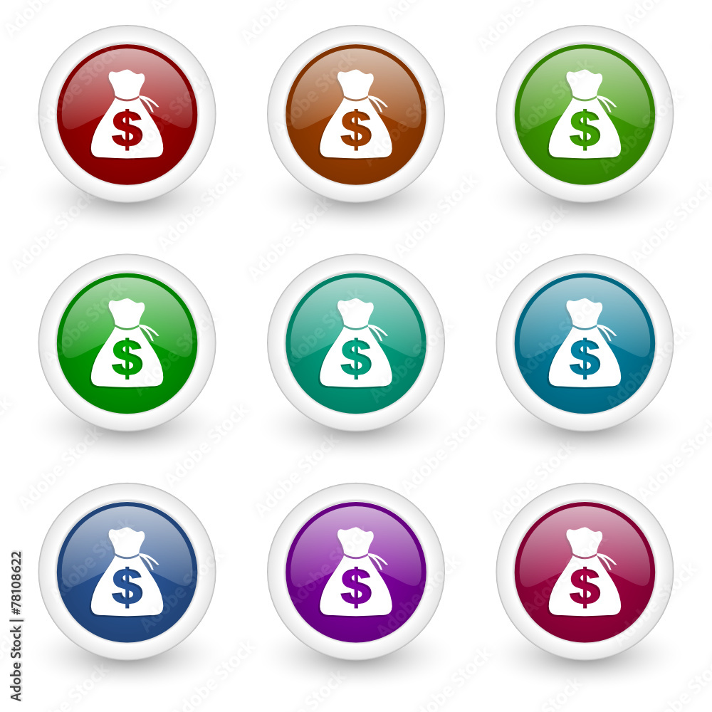 Poster money web icons colorful vector set