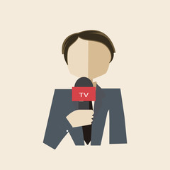 journalist in gray suit live and direct