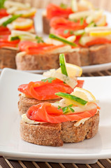 Appetizing sandwich with salmon