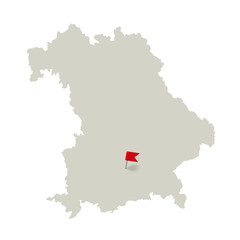 Bavaria, map - Munich tagged