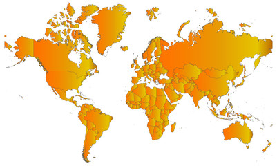 World map with orange gradient
