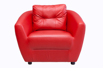 Red sofa isolated on white backgraound