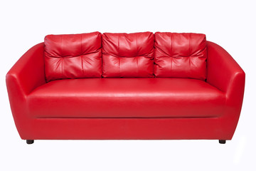 Red sofa isolated on white backgraound