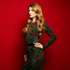 Fashion portrait of elegant woman with magnificent hair