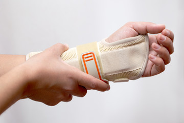 Hand with wrist tutor for carpal tunnel